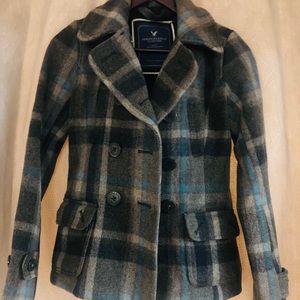 🍂American Eagle Outfitters Women”s Coat🍂. 70% Wool Coat in Grey & Blue